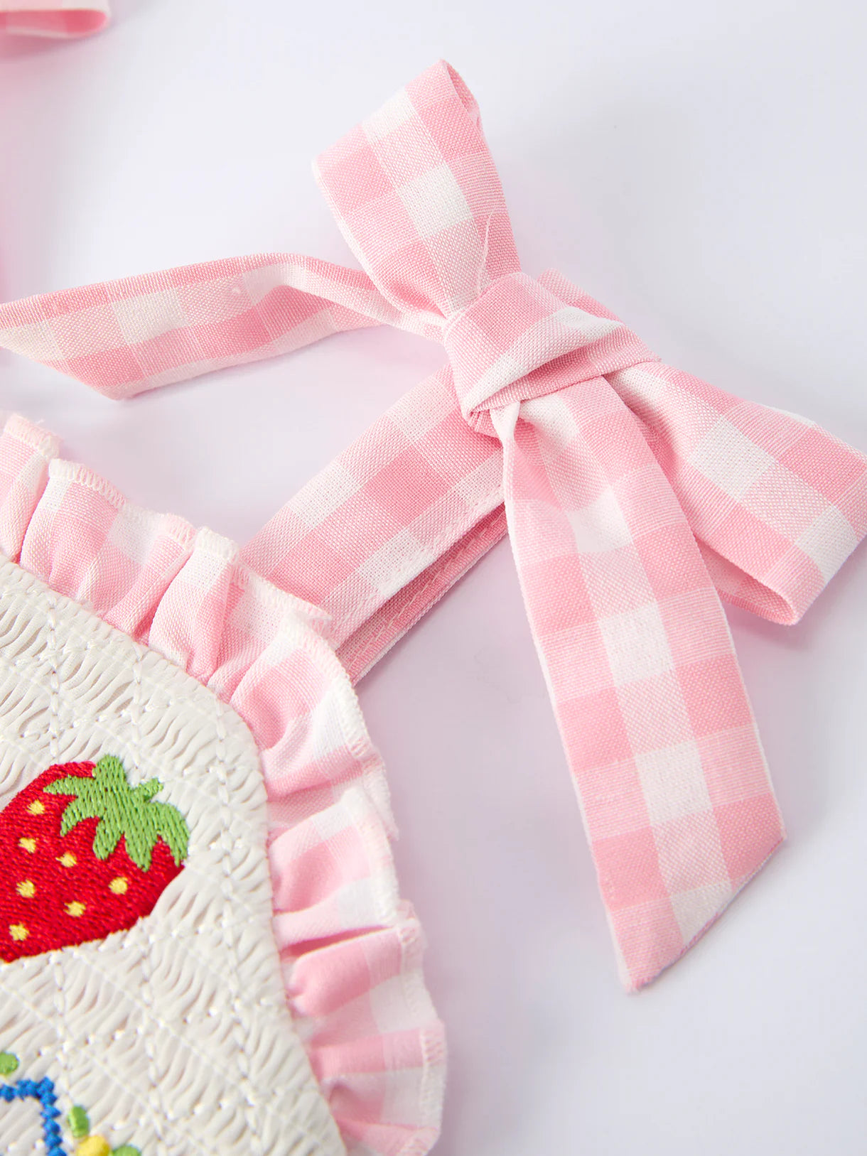 Baby Girl Strawberry Smocked Embroidery Romper 🍓🤍