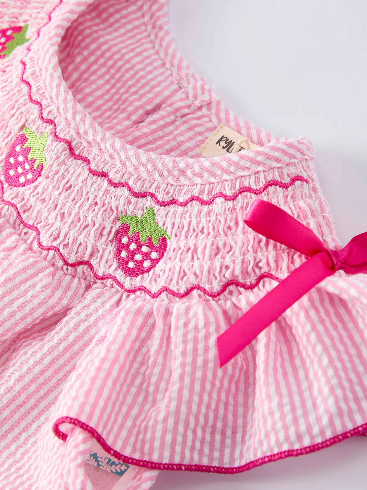 Little Girls Strawberry Smocked Embroidered Dress 🍓🤍